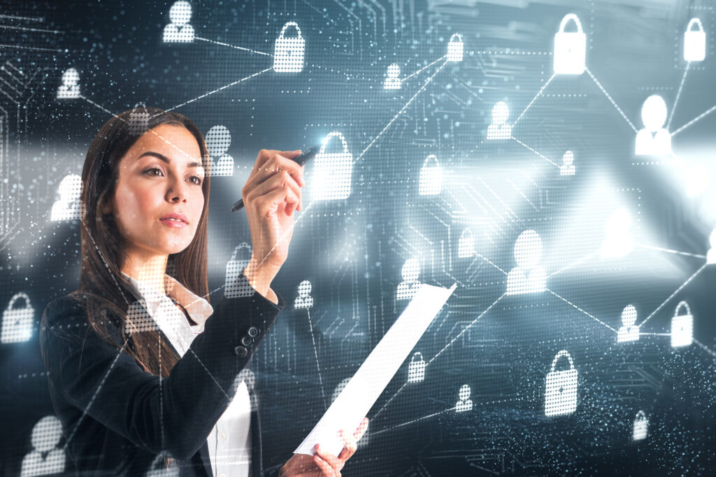 attractive young european businesswoman with digit 2025 10 15 03 17 30 utc